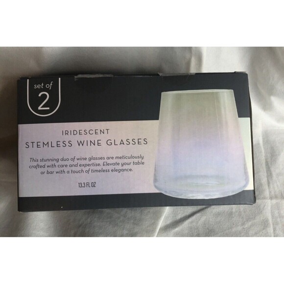 Target Bullseye’s Playground Stemless Iridescent Wine Glass 2pk (NEW IN BOX) - Picture 9 of 10